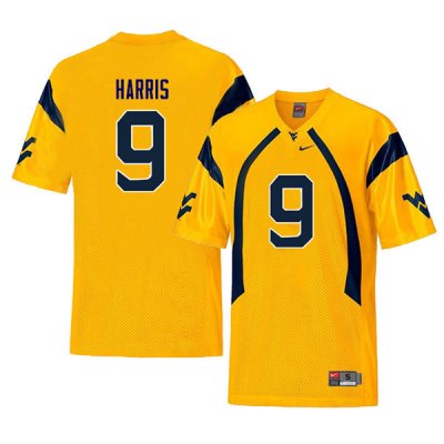 Men's West Virginia Mountaineers NCAA #9 Major Harris Yellow Authentic Nike Retro Stitched College Football Jersey IY15P60UX